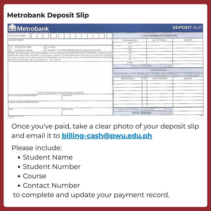 PWU Mode of Payment via Bank Deposit Slip 2
